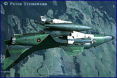 Royal New Zealand Air Force A-4K Skyhawk in a barrel roll